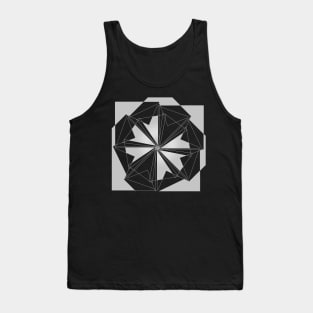 Mandala Geometric black and white linear flower Tank Top